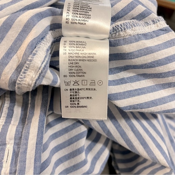 H&M Womens Size 4 Blue & White Striped Long Sleeve Button Up Shirt Casual - Picture 8 of 11